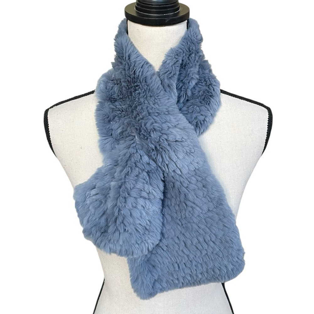 Cassin New York Soft Blue/Gray Fur Scarf